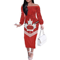 Personalized Canada Curling Family Matching Off The Shoulder Long Sleeve Dress and Hawaiian Shirt Maple Leaf Red Version - Wonder Print Shop