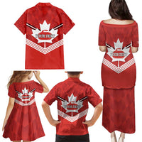 Personalized Canada Curling Family Matching Puletasi and Hawaiian Shirt Maple Leaf Red Version - Wonder Print Shop