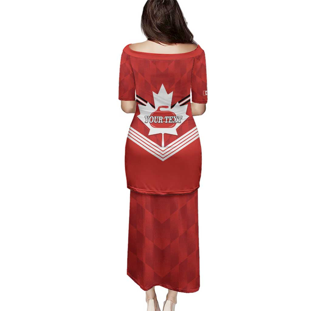 Personalized Canada Curling Family Matching Puletasi and Hawaiian Shirt Maple Leaf Red Version - Wonder Print Shop