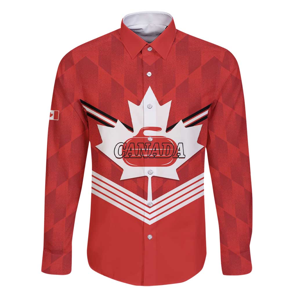 Personalized Canada Curling Family Matching Short Sleeve Bodycon Dress and Hawaiian Shirt Maple Leaf Red Version - Wonder Print Shop