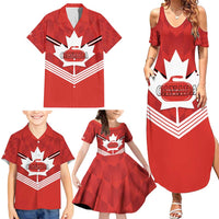 Personalized Canada Curling Family Matching Summer Maxi Dress and Hawaiian Shirt Maple Leaf Red Version - Wonder Print Shop