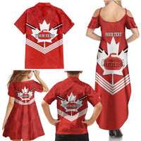Personalized Canada Curling Family Matching Summer Maxi Dress and Hawaiian Shirt Maple Leaf Red Version - Wonder Print Shop