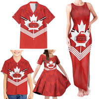 Personalized Canada Curling Family Matching Tank Maxi Dress and Hawaiian Shirt Maple Leaf Red Version - Wonder Print Shop
