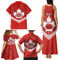 Personalized Canada Curling Family Matching Tank Maxi Dress and Hawaiian Shirt Maple Leaf Red Version - Wonder Print Shop