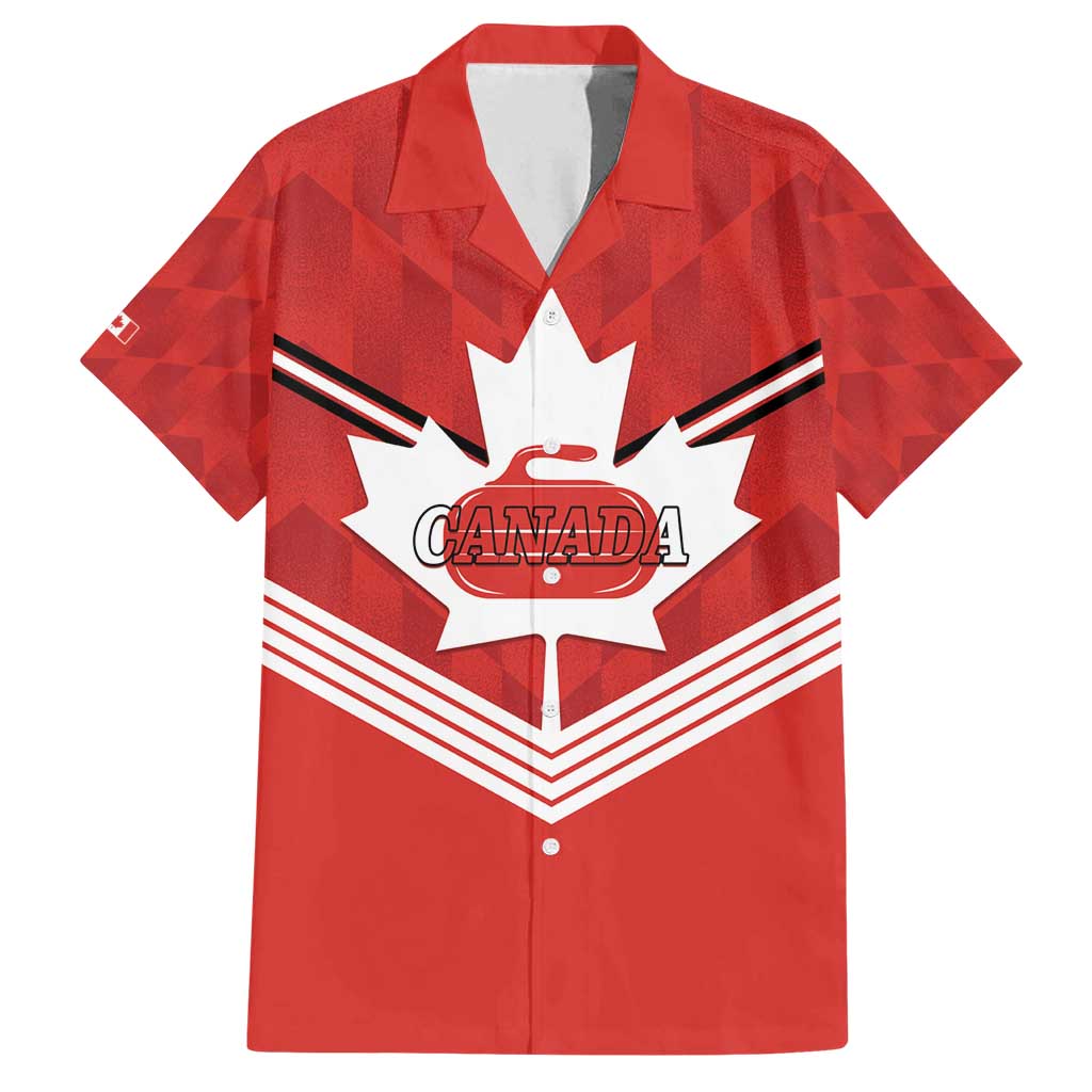 Personalized Canada Curling Family Matching Tank Maxi Dress and Hawaiian Shirt Maple Leaf Red Version - Wonder Print Shop