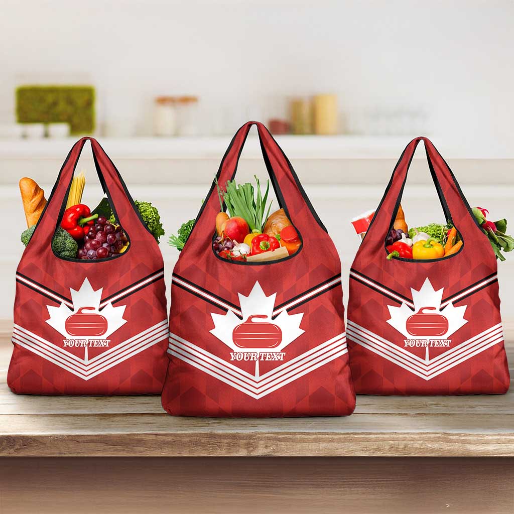 Personalized Canada Curling Grocery Bag Maple Leaf Red Version - Wonder Print Shop