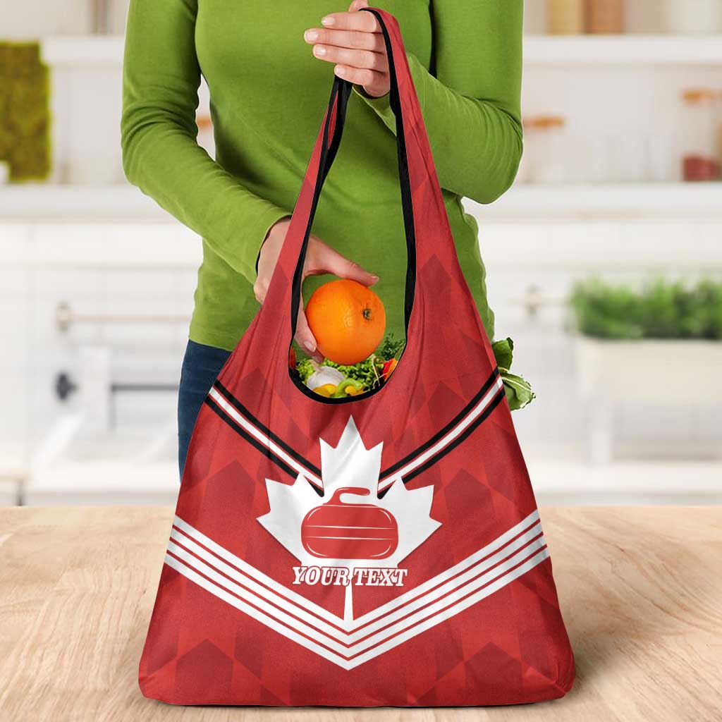 Personalized Canada Curling Grocery Bag Maple Leaf Red Version - Wonder Print Shop