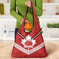 Personalized Canada Curling Grocery Bag Maple Leaf Red Version - Wonder Print Shop