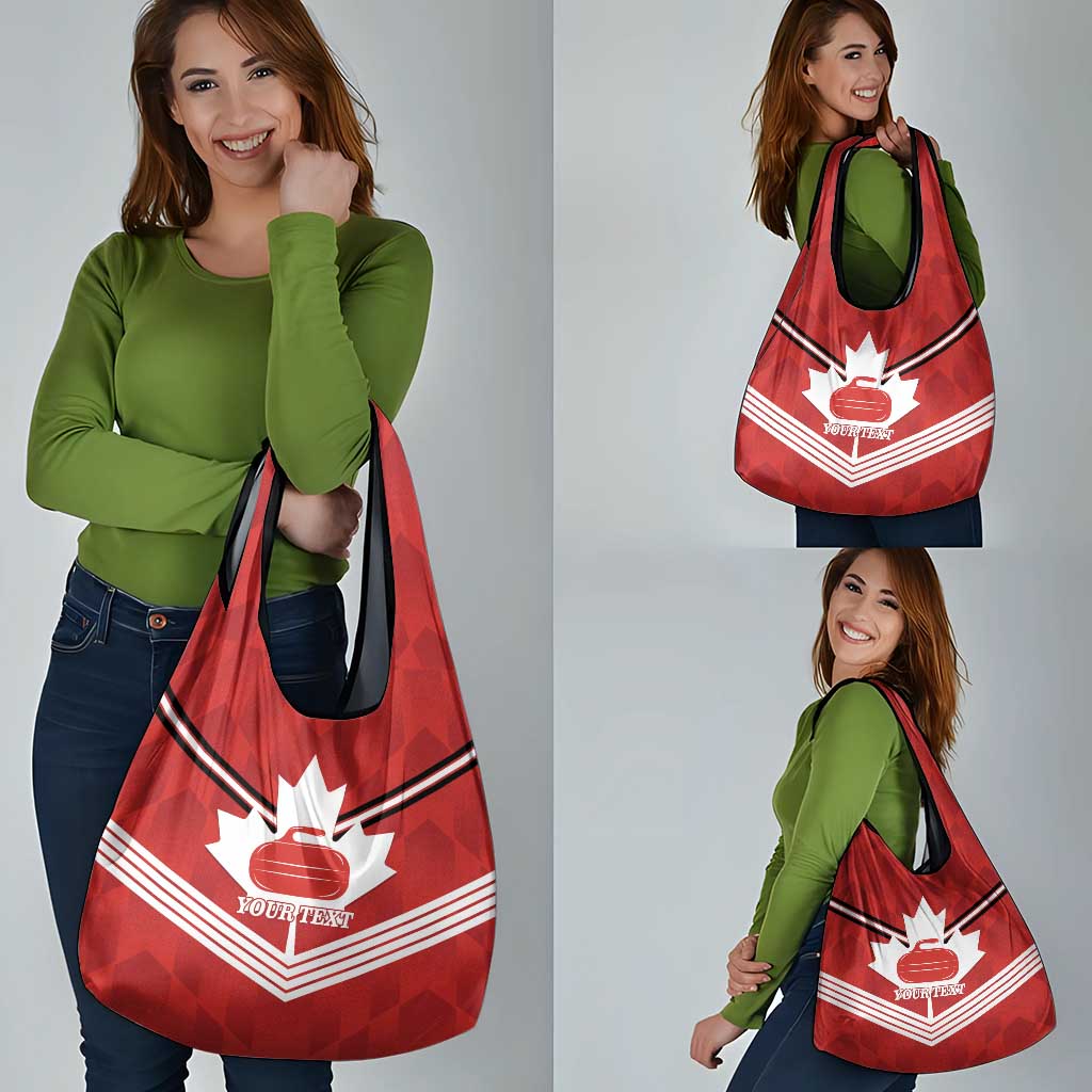 Personalized Canada Curling Grocery Bag Maple Leaf Red Version - Wonder Print Shop