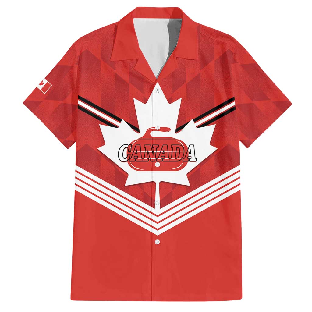 Personalized Canada Curling Hawaiian Shirt Maple Leaf Red Version - Wonder Print Shop