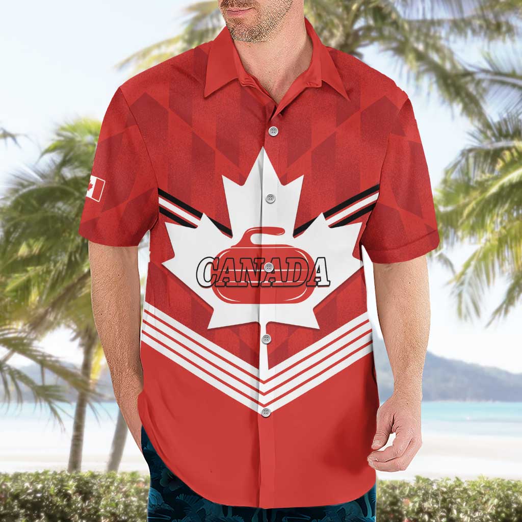 Personalized Canada Curling Hawaiian Shirt Maple Leaf Red Version - Wonder Print Shop