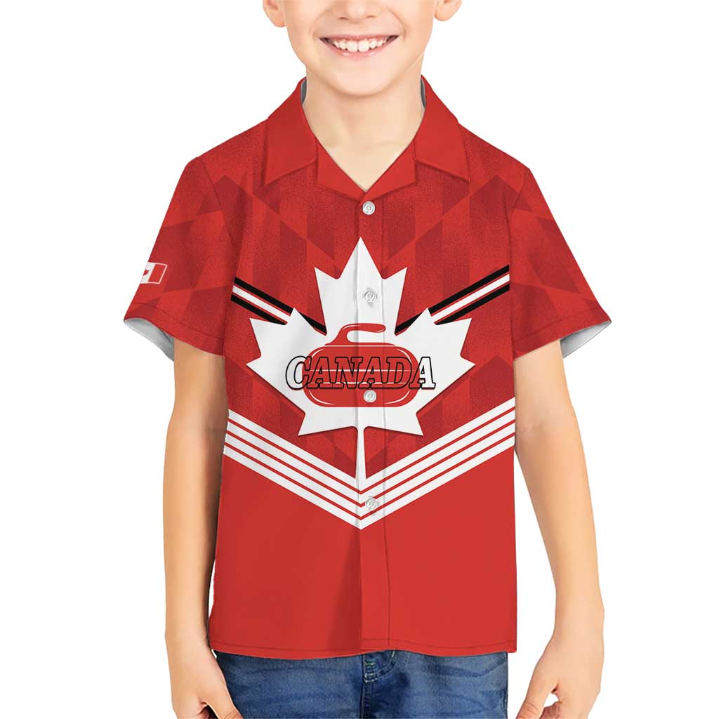Personalized Canada Curling Hawaiian Shirt Maple Leaf Red Version - Wonder Print Shop