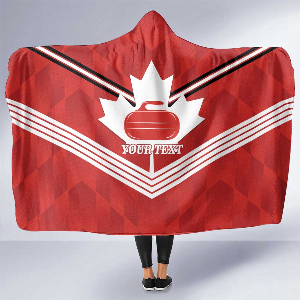 Personalized Canada Curling Hooded Blanket Maple Leaf Red Version - Wonder Print Shop