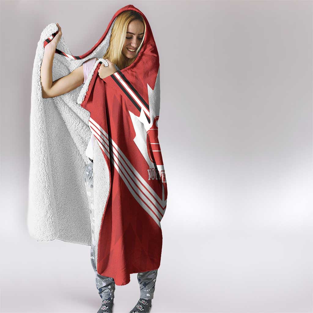Personalized Canada Curling Hooded Blanket Maple Leaf Red Version - Wonder Print Shop