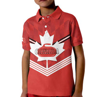 Personalized Canada Curling Kid Polo Shirt Maple Leaf Red Version - Wonder Print Shop