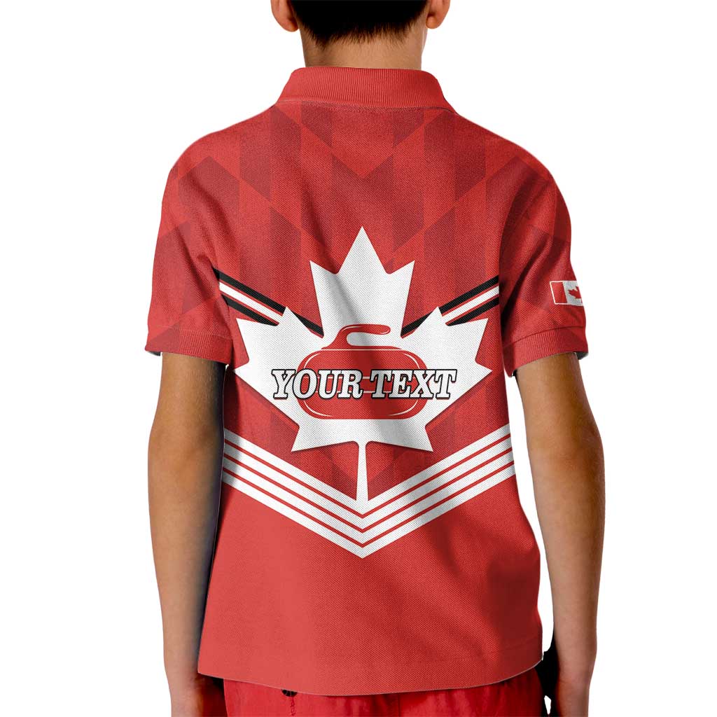 Personalized Canada Curling Kid Polo Shirt Maple Leaf Red Version - Wonder Print Shop