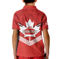Personalized Canada Curling Kid Polo Shirt Maple Leaf Red Version - Wonder Print Shop
