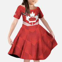 Personalized Canada Curling Kid Short Sleeve Dress Maple Leaf Red Version - Wonder Print Shop