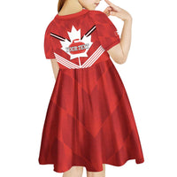 Personalized Canada Curling Kid Short Sleeve Dress Maple Leaf Red Version - Wonder Print Shop