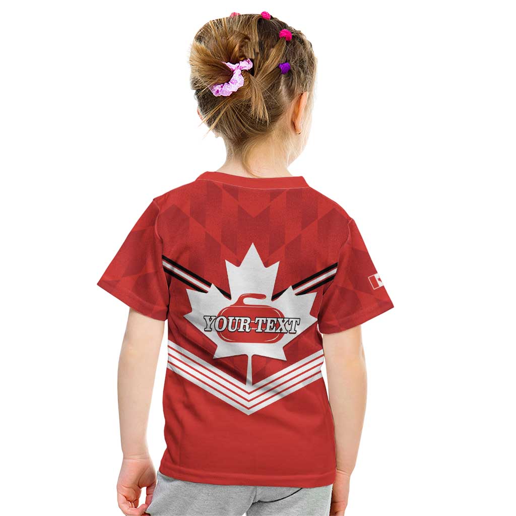 Personalized Canada Curling Kid T Shirt Maple Leaf Red Version - Wonder Print Shop