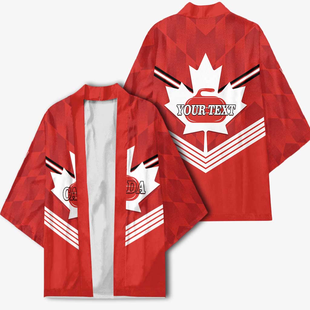 Personalized Canada Curling Kimono Maple Leaf Red Version - Wonder Print Shop