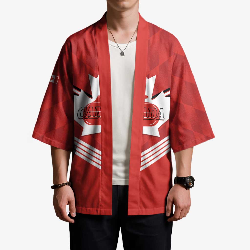 Personalized Canada Curling Kimono Maple Leaf Red Version - Wonder Print Shop