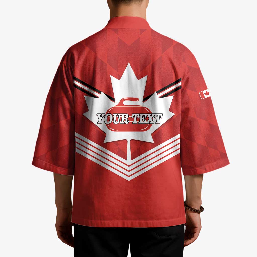 Personalized Canada Curling Kimono Maple Leaf Red Version - Wonder Print Shop