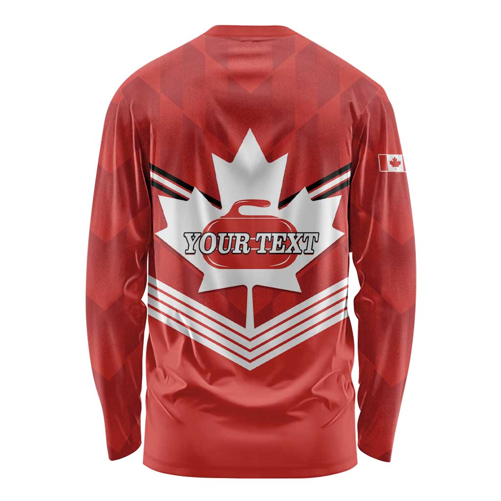 Personalized Canada Curling Long Sleeve Shirt Maple Leaf Red Version - Wonder Print Shop
