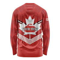Personalized Canada Curling Long Sleeve Shirt Maple Leaf Red Version - Wonder Print Shop