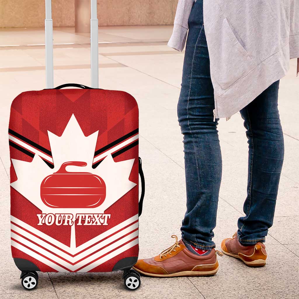 Personalized Canada Curling Luggage Cover Maple Leaf Red Version - Wonder Print Shop