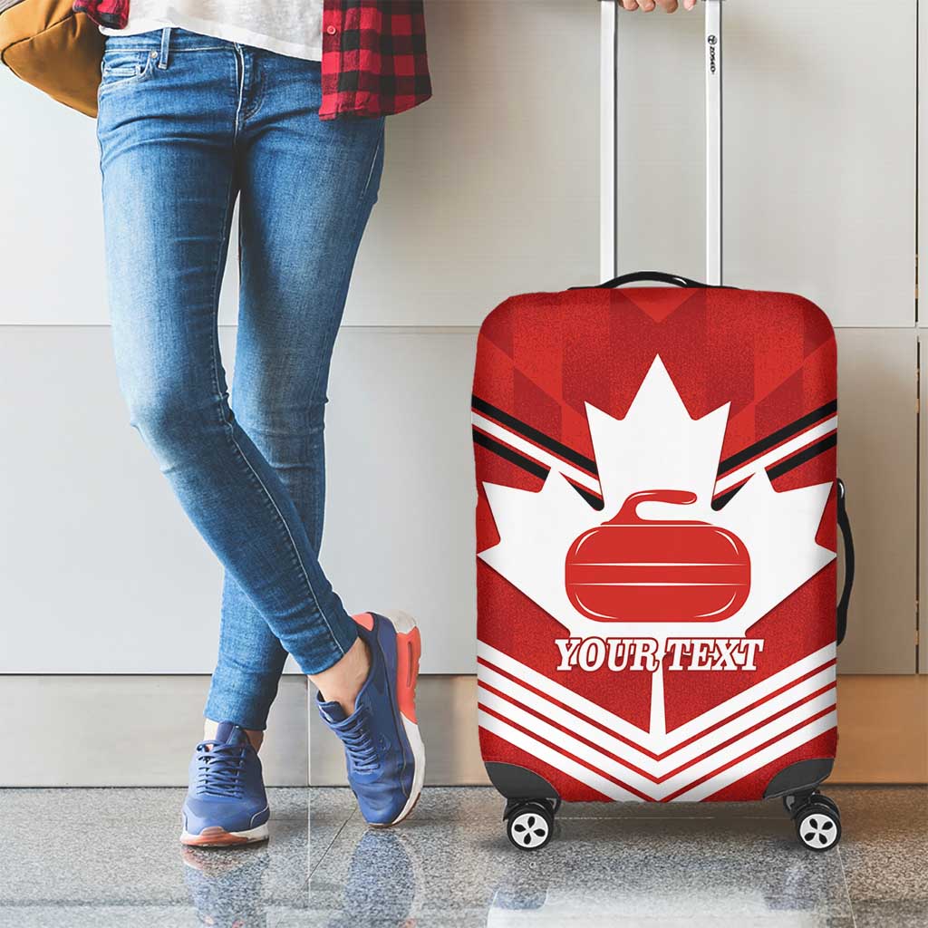 Personalized Canada Curling Luggage Cover Maple Leaf Red Version - Wonder Print Shop