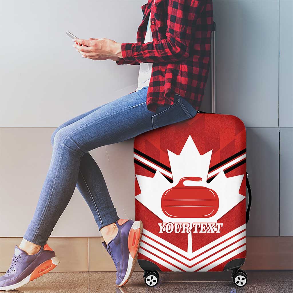 Personalized Canada Curling Luggage Cover Maple Leaf Red Version - Wonder Print Shop
