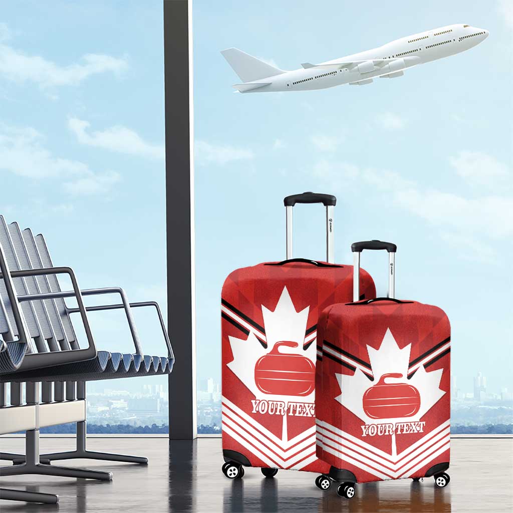 Personalized Canada Curling Luggage Cover Maple Leaf Red Version - Wonder Print Shop