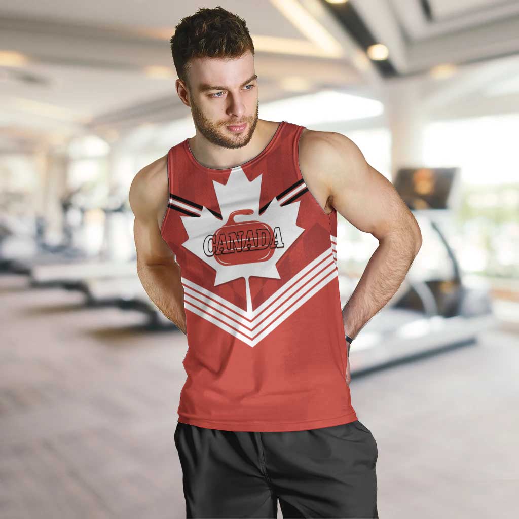 Personalized Canada Curling Men Tank Top Maple Leaf Red Version - Wonder Print Shop