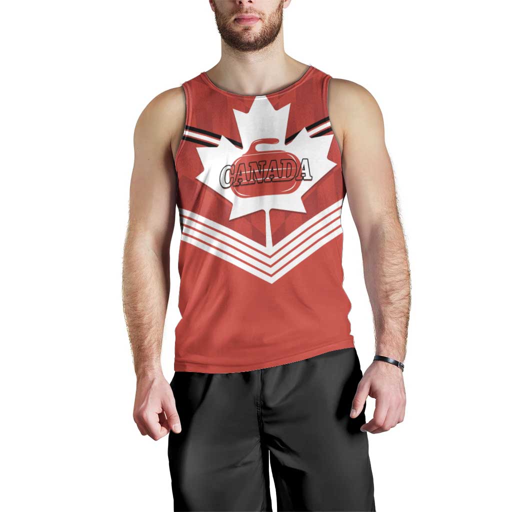 Personalized Canada Curling Men Tank Top Maple Leaf Red Version - Wonder Print Shop
