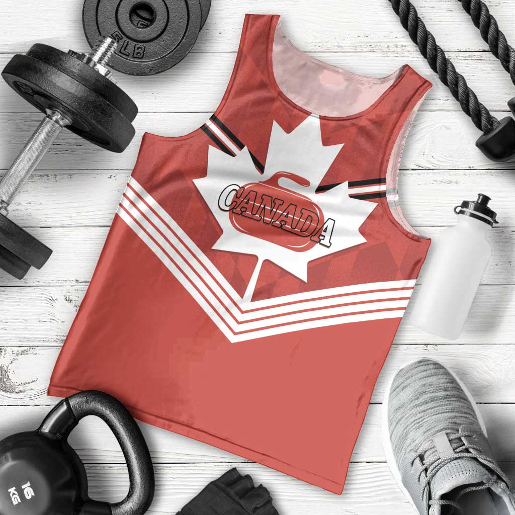 Personalized Canada Curling Men Tank Top Maple Leaf Red Version - Wonder Print Shop