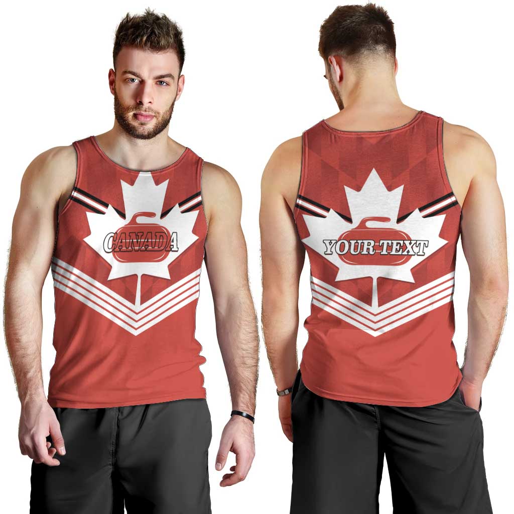 Personalized Canada Curling Men Tank Top Maple Leaf Red Version - Wonder Print Shop