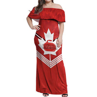 Personalized Canada Curling Off Shoulder Maxi Dress Maple Leaf Red Version - Wonder Print Shop