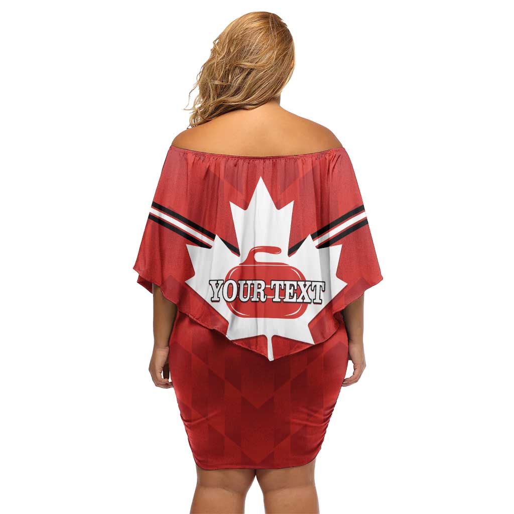 Personalized Canada Curling Off Shoulder Short Dress Maple Leaf Red Version - Wonder Print Shop