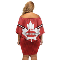 Personalized Canada Curling Off Shoulder Short Dress Maple Leaf Red Version - Wonder Print Shop