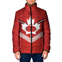 Personalized Canada Curling Padded Jacket Maple Leaf Red Version - Wonder Print Shop