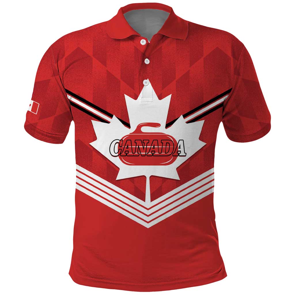 Personalized Canada Curling Polo Shirt Maple Leaf Red Version - Wonder Print Shop