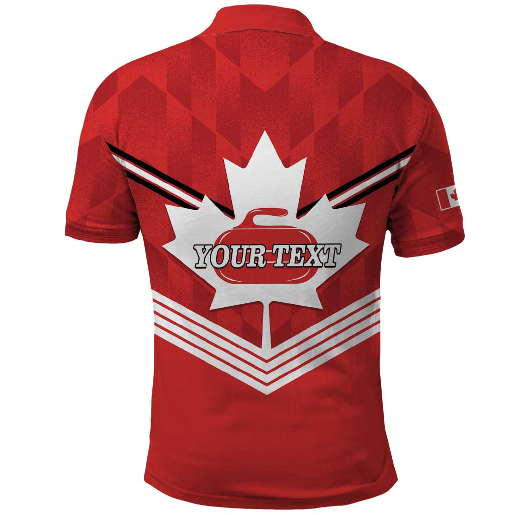 Personalized Canada Curling Polo Shirt Maple Leaf Red Version - Wonder Print Shop