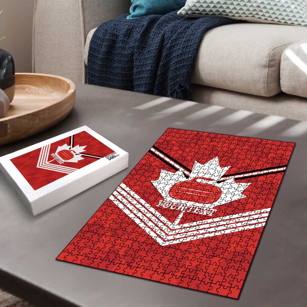 Personalized Canada Curling Puzzle Maple Leaf Red Version - Wonder Print Shop