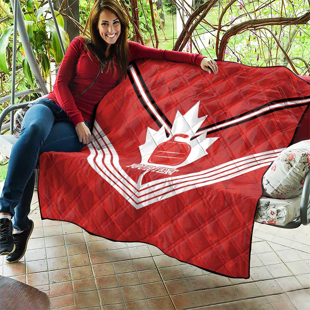 Personalized Canada Curling Quilt Maple Leaf Red Version - Wonder Print Shop