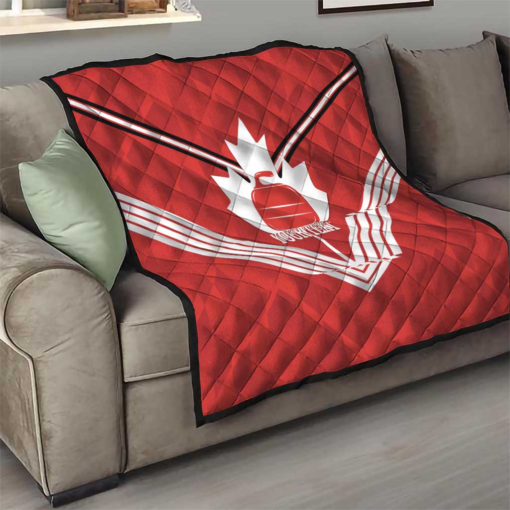 Personalized Canada Curling Quilt Maple Leaf Red Version - Wonder Print Shop
