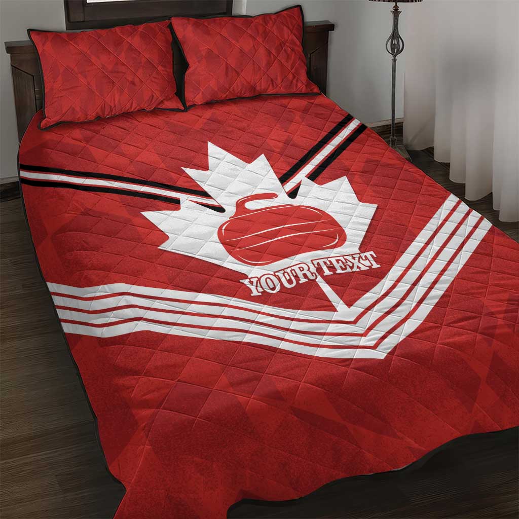 Personalized Canada Curling Quilt Bed Set Maple Leaf Red Version - Wonder Print Shop