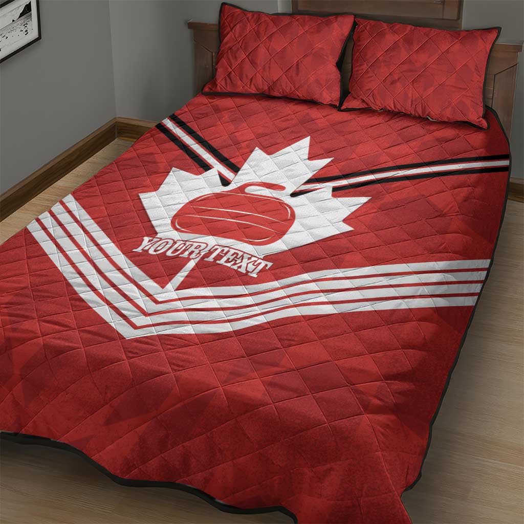 Personalized Canada Curling Quilt Bed Set Maple Leaf Red Version - Wonder Print Shop