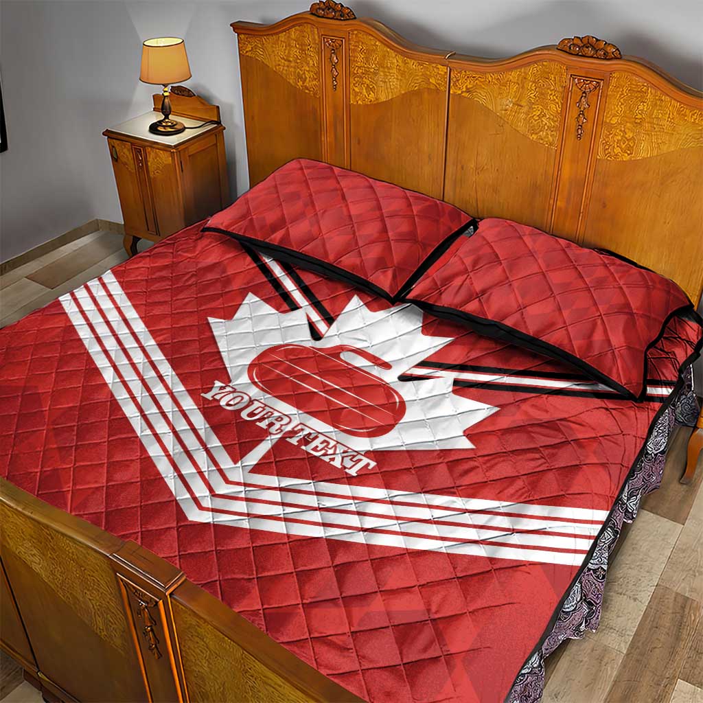 Personalized Canada Curling Quilt Bed Set Maple Leaf Red Version - Wonder Print Shop