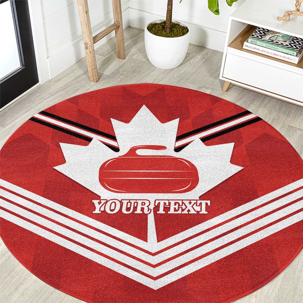 Personalized Canada Curling Round Carpet Maple Leaf Red Version - Wonder Print Shop